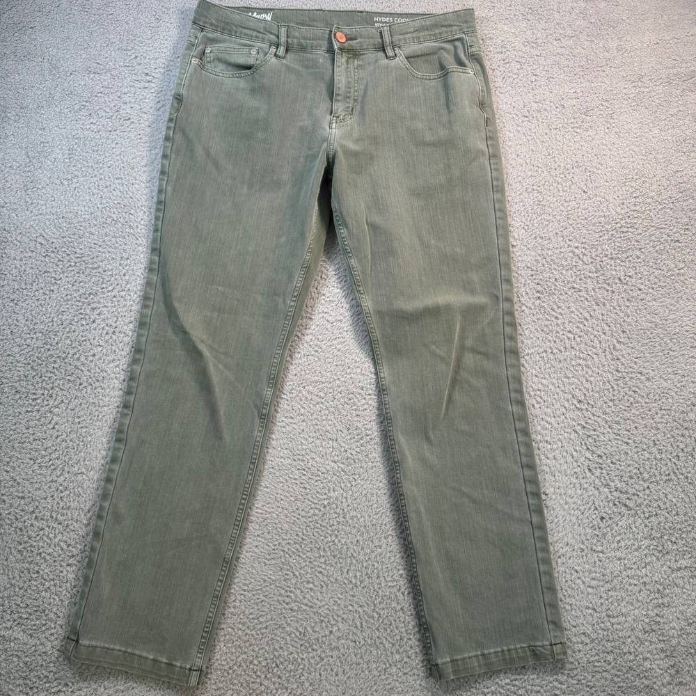 Mugsy Hydes Coolmax Straight Leg Stretch Jeans Sage Green Mens 35x28